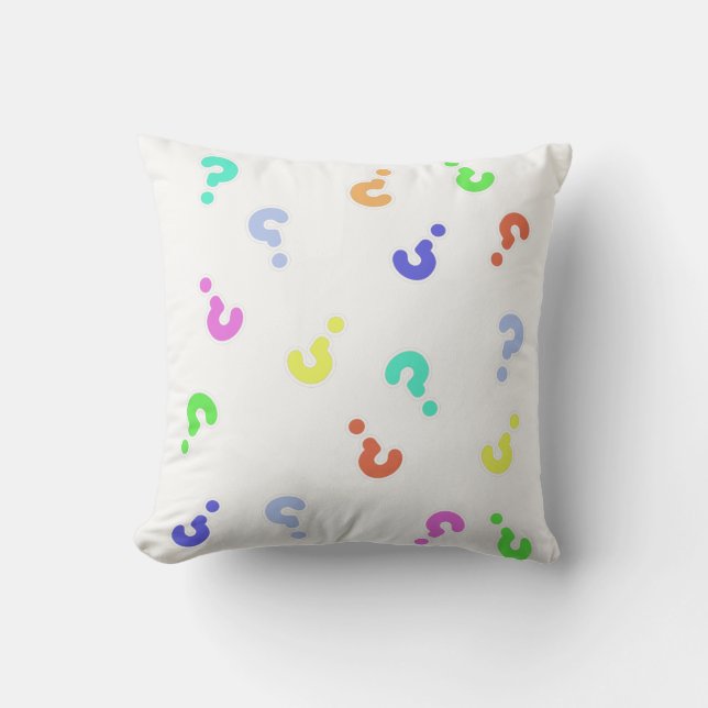 Almohada Funky con Signos de Interrogación (Anverso)
