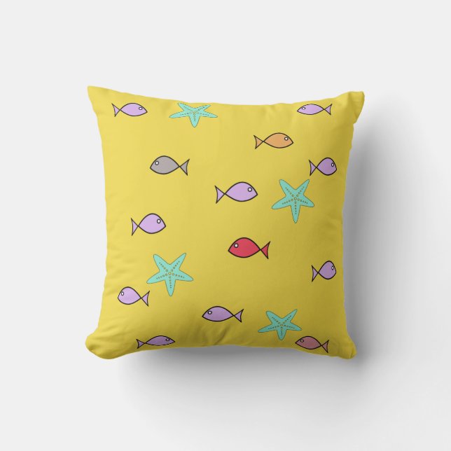Almohada Funky Mundo Estrella de Mar Peces (Anverso)