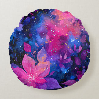 Almohada Galaxia Floral Rosa Púrpura Cósmica