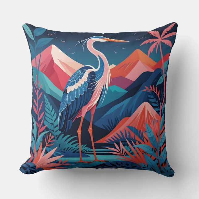 almohada garza cresta de neón (Anverso)