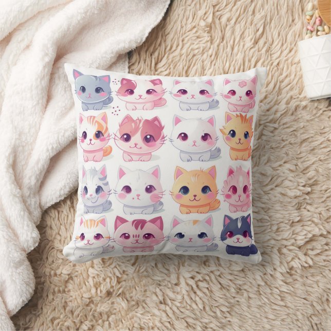 Almohada gatita Kawaii Adorable - Gato dulce y aco (Manta)