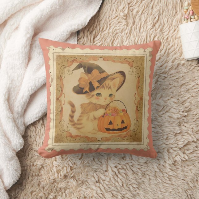 Almohada gatita retro Halloween (Manta)
