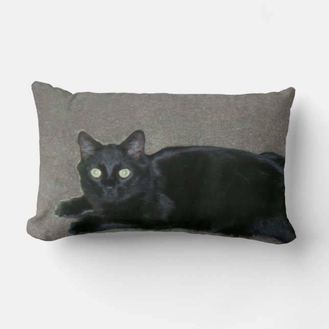 almohada - Gato negro en la alfombra (Anverso)