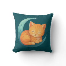 Almohada Gato Sueños Dulces en la Luna