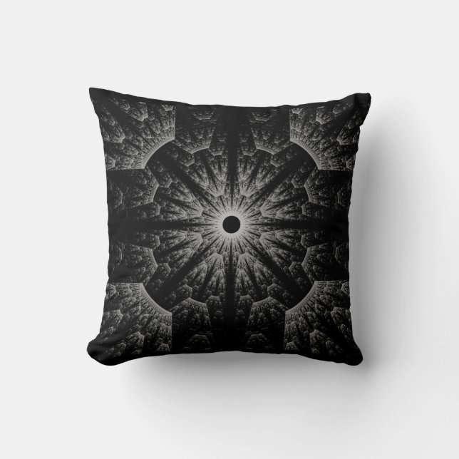Almohada geométrica abstracta de lujo en negro y (Anverso)