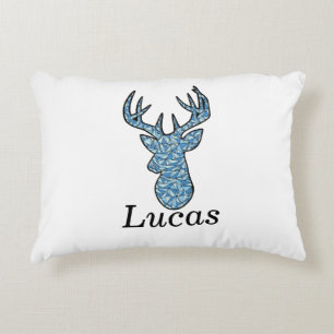 almohada geométrica azul de la cabeza de los