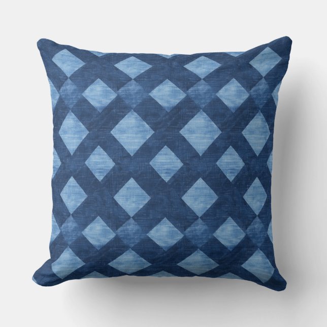 Almohada geométrica azul para echar (Anverso)