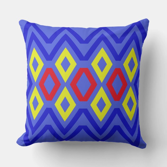 Almohada geométrica azul para tirar (Anverso)
