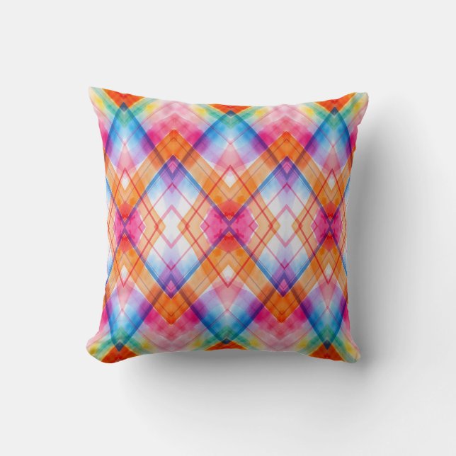 Almohada geométrica de acuarela vibrante (Anverso)