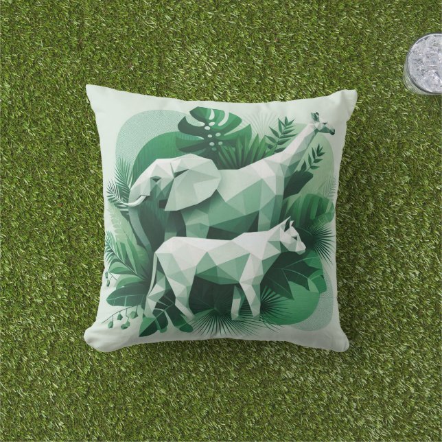 Almohada geométrica de animales salvajes – La natu (Césped)