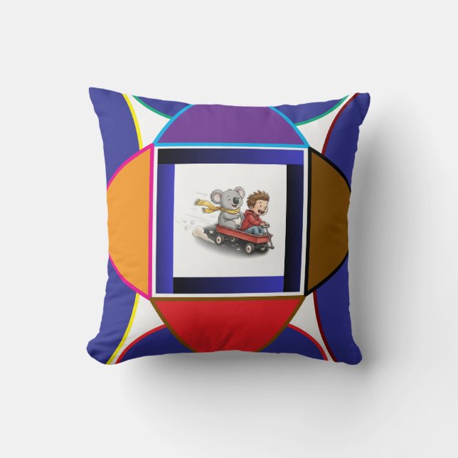 Almohada geométrica de aventura de koala lindo par (Anverso)
