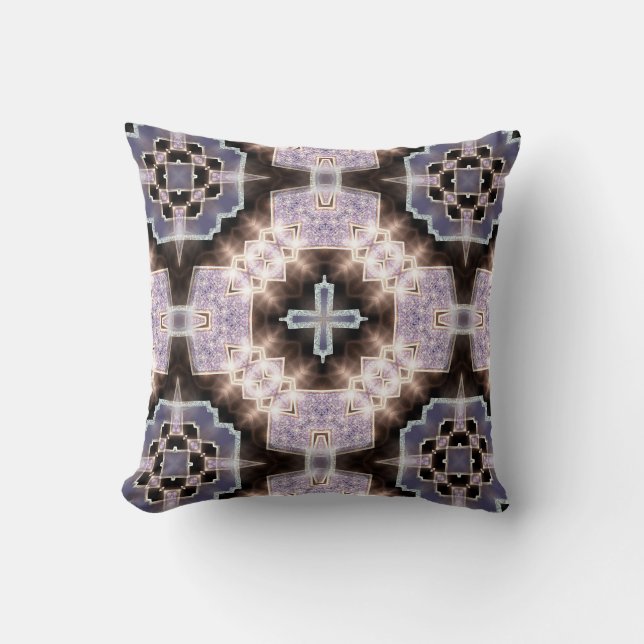 Almohada geométrica de cristal de lila oscuro con  (Anverso)