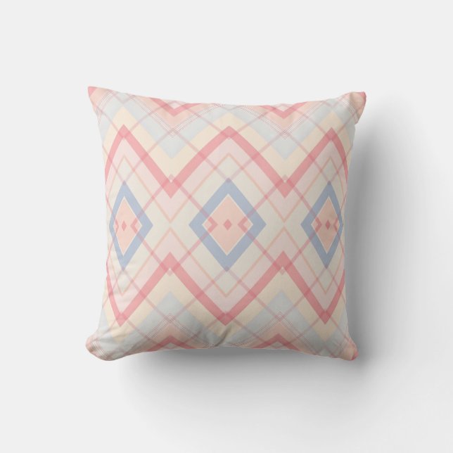 Almohada geométrica de cuadros pastel (Anverso)
