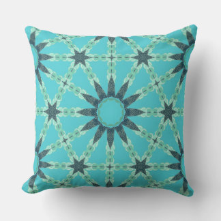 Almohada Geométrica de Estallido de Sol Azul Turqu