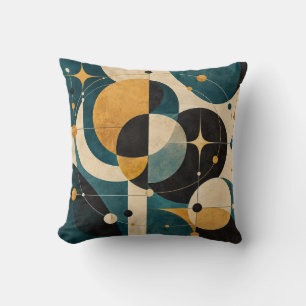 Almohada geométrica de mostaza teal de mediados de
