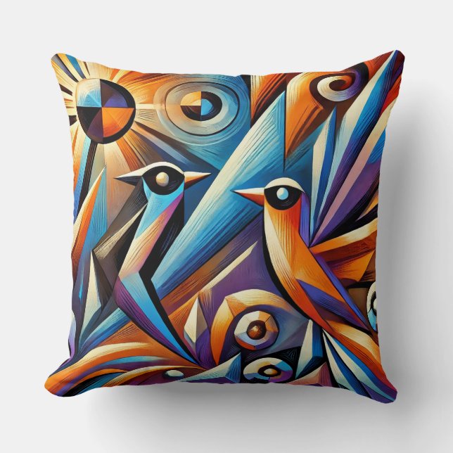 🌈 Almohada geométrica de pájaro para decoración d (Anverso)