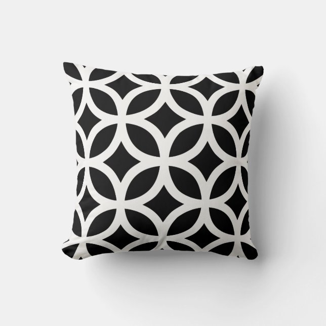 Almohada geométrica del modelo en blanco y negro (Anverso)