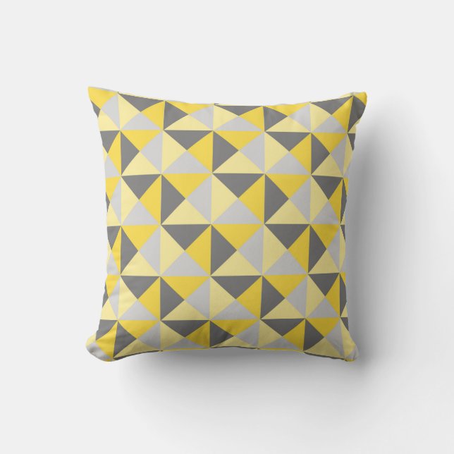 Almohada geométrica gris amarilla retra de los (Anverso)