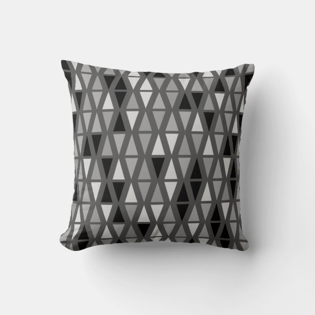 Almohada geométrica gris plateado para sofá (Anverso)