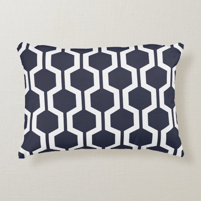 Almohada geométrica moderna del acento - azul (Anverso)