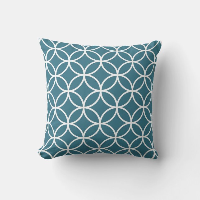 Almohada geométrica moderna en azul verde azulado (Anverso)