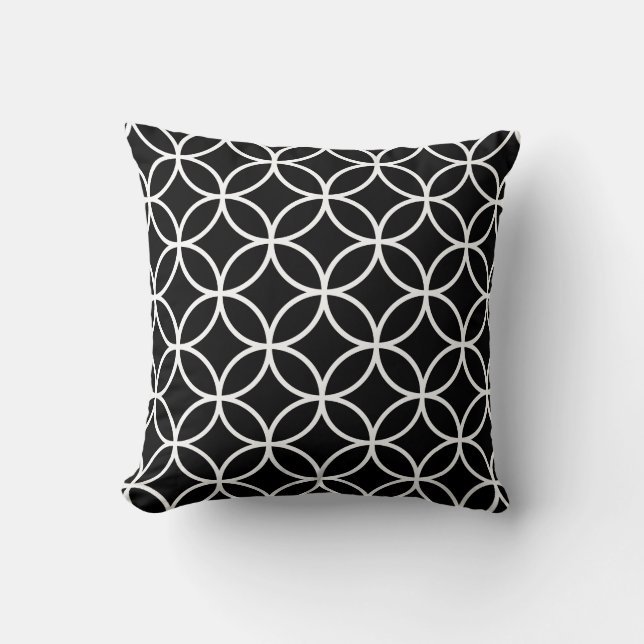 Almohada geométrica moderna en blanco y negro (Anverso)