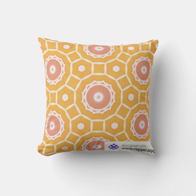 Almohada geométrica naranja – Cojín decorativo mod (Anverso)
