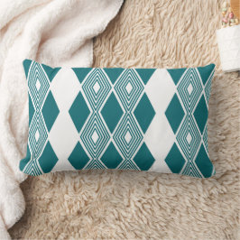 Almohada geométrica teal de rejilla de diamante Ne