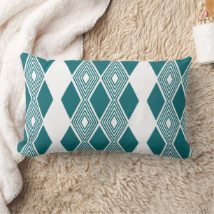 Almohada geométrica teal de rejilla de diamante Ne