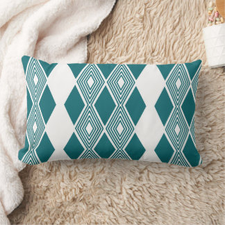 Almohada geométrica teal de rejilla de diamante Ne