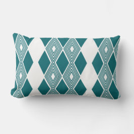 Almohada geométrica teal de rejilla de diamante Ne