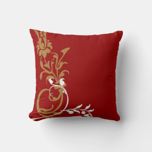 almohada giratoria decorativa dorada roja