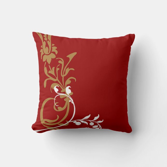 almohada giratoria decorativa dorada roja (Anverso)