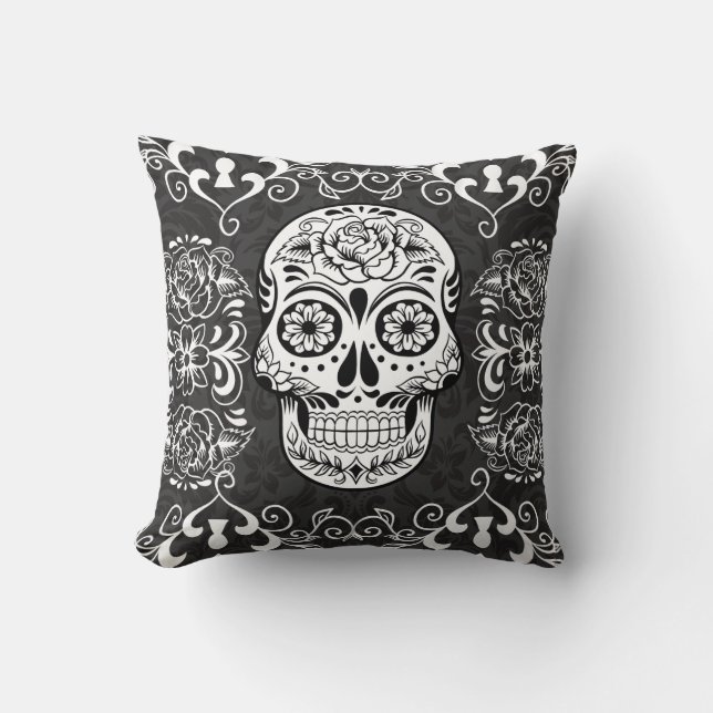 Almohada gótica del Grunge del cráneo decorativo (Anverso)