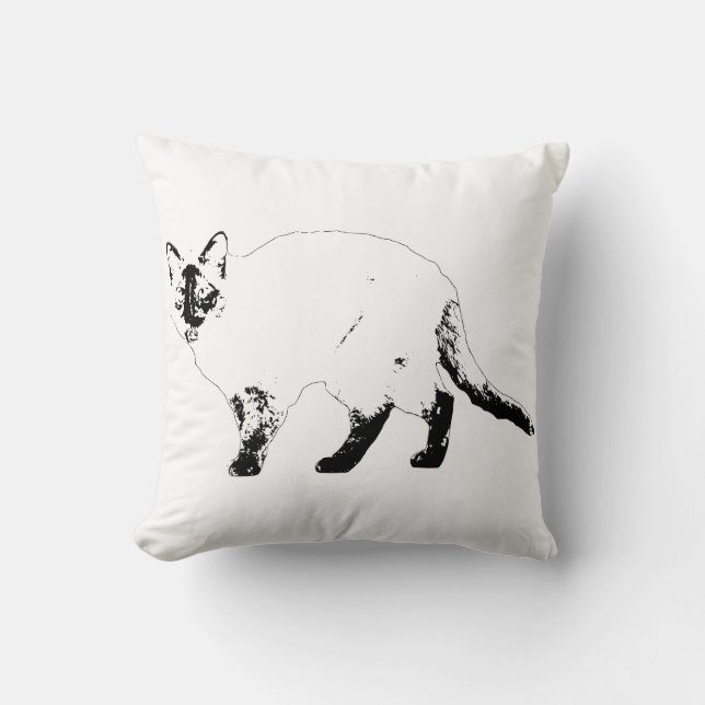 Almohada gráfica acogedora de gato moderno (Anverso)