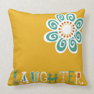 Almohada gráfica amarilla de la risa de la flor
