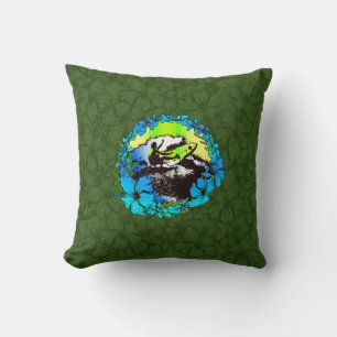 Almohada Gráfica Retro de Surfista Hawaiano Groovy