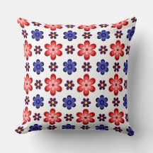 Almohada Grande Boho Azul Púrpura Flores Rojas