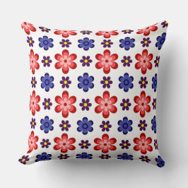 Almohada Grande Boho Azul Púrpura Flores Rojas