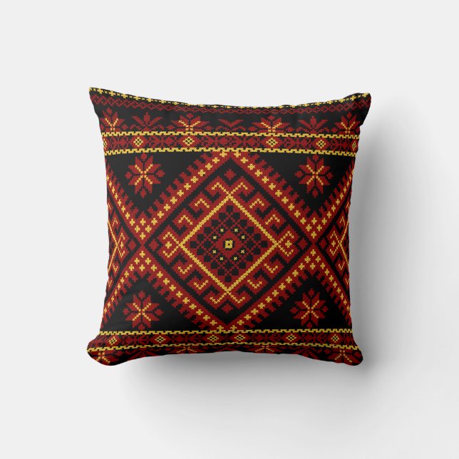 Almohada Grande Bordado de Cruz Ucraniana (Anverso)