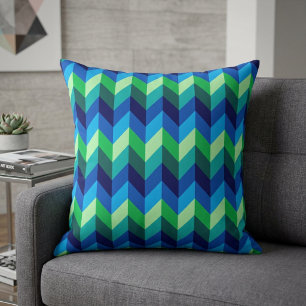 Almohada Grande con Chevron Ombre Verde Azul