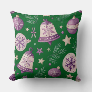Almohada grande de 20" x 20" de Navidad con morado