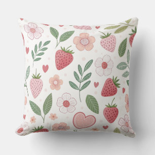 Almohada grande de 20x20 con estampado de fresa
