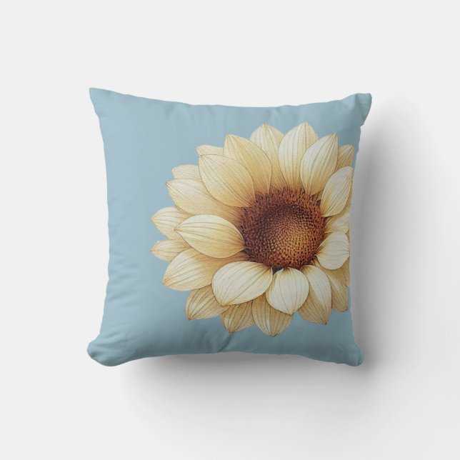 Almohada grande de girasol en verde sage (Anverso)