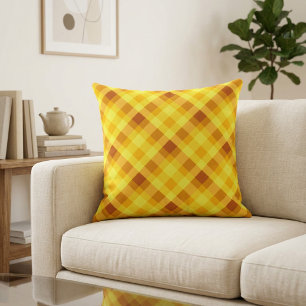 Almohada grande de lanzamiento a cuadros amarillo 