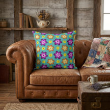Almohada Grande de Tirar Flores Retro Coloridas Li