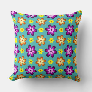 Almohada Grande de Tirar Flores Retro Coloridas Li