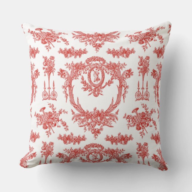Almohada grande en Marie Toile y guinga roja (Anverso)