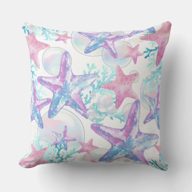 Almohada Grande Estrellas de Mar Rosadas Bonitas (Anverso)
