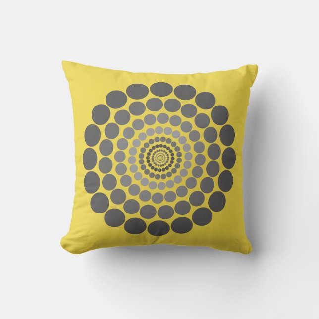 Almohada gris amarilla del modelo del círculo (Anverso)